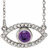 Sterling Silver Amethyst and White Sapphire Evil Eye 16 inch Necklace Ref. 14866490