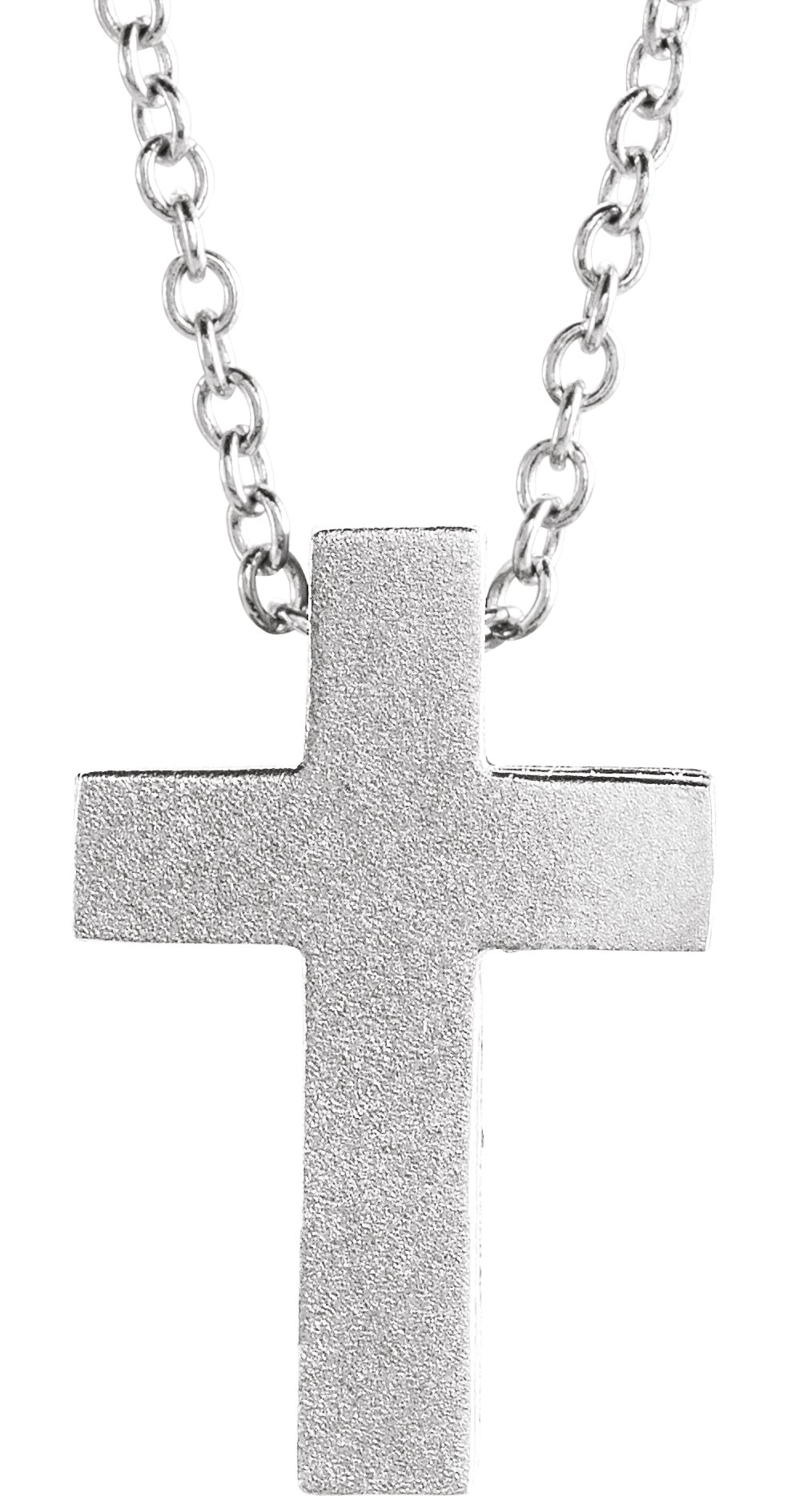 14K White 13.5x9 mm Scroll Cross 16-18" Necklace