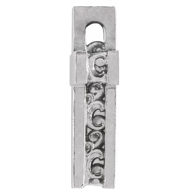 Sterling Silver 13.5x9 mm Scroll Cross Slide Pendant
