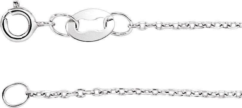Rhodium-Plated Sterling Silver 1 mm Diamond-Cut Cable 24" Chain 