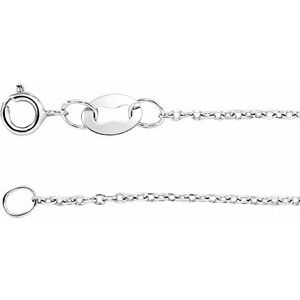 Rhodium-Plated Sterling Silver 1 mm Diamond-Cut Cable 18" Chain 