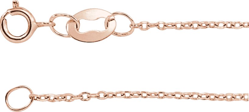 14K Rose 1 mm Diamond-Cut Cable 16" Chain 