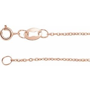 14K Rose 1 mm Diamond-Cut Cable 18" Chain 