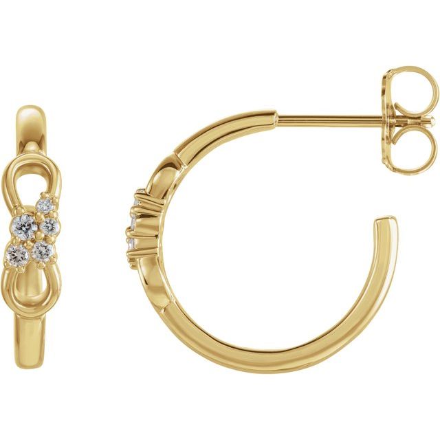 14K Yellow .08 CTW Natural Diamond Infinity-Inspired Hoop Earrings