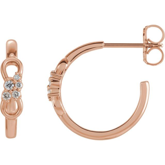 14K Rose .08 CTW Natural Diamond Infinity-Inspired Hoop Earrings