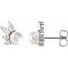 14K White Akoya Cultured Pearl and .05 CTW Diamond Earrings Ref. 16501300