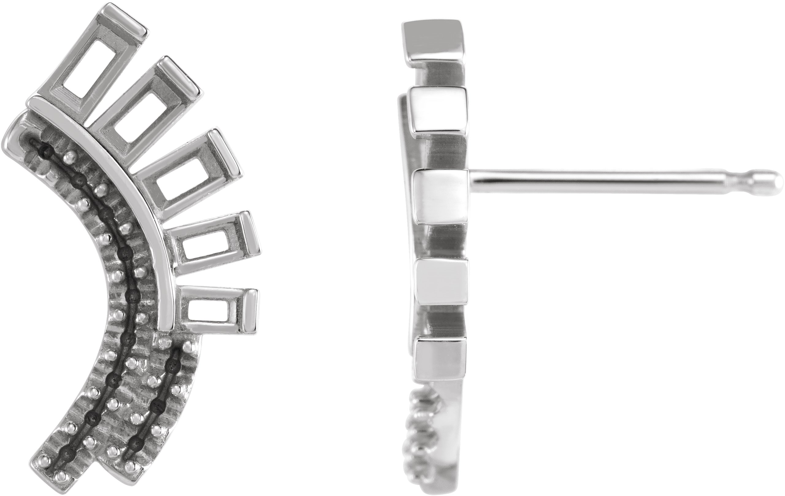 Baguette Accented Fan Earrings