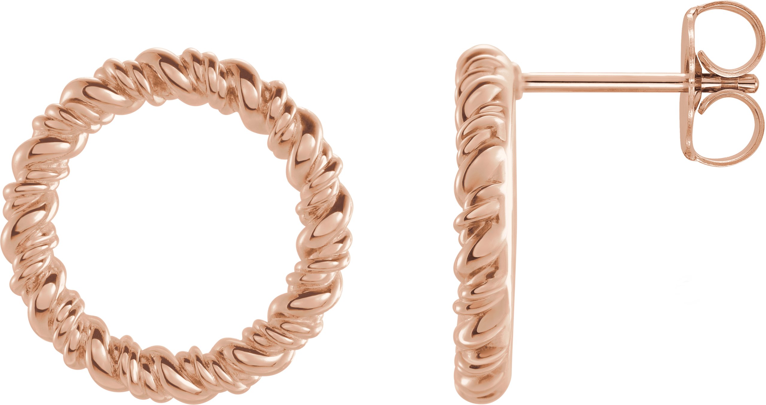 14K Rose 14.2 mm Circle Rope Earrings