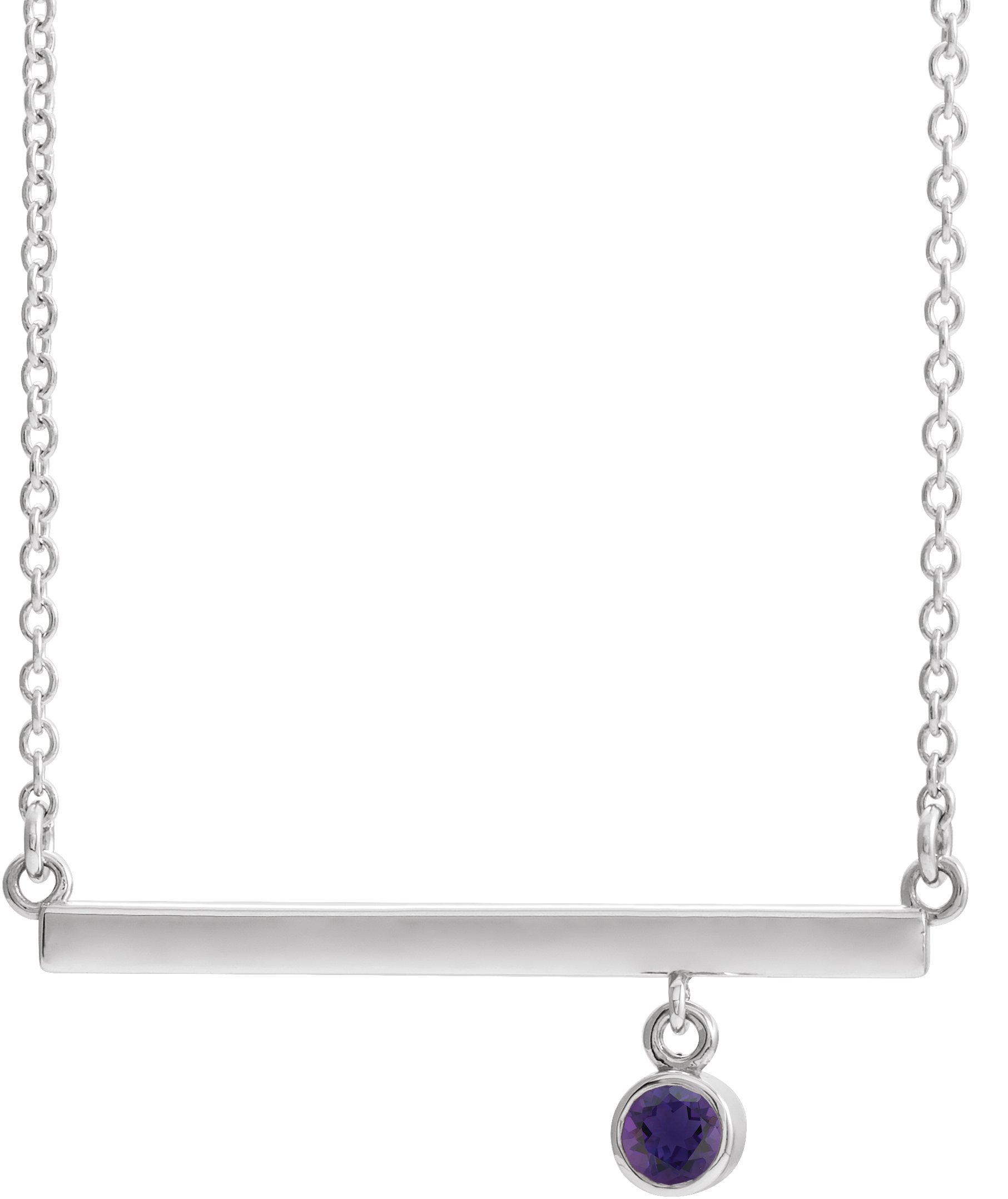 14K White Amethyst Bezel-Set 18 Bar Necklace