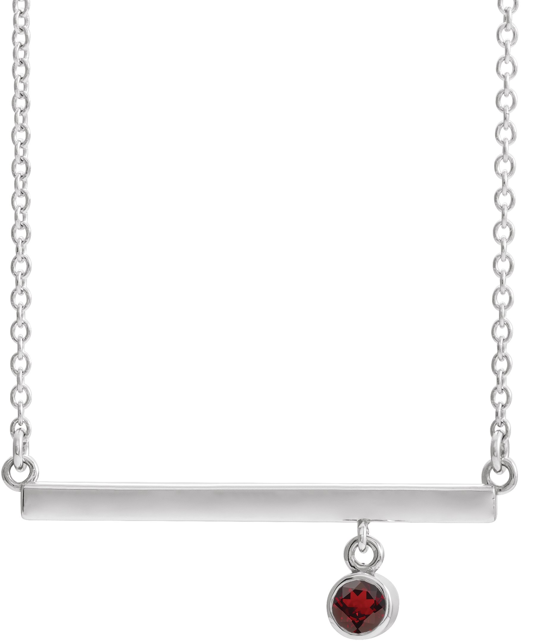 Sterling Silver Mozambique Garnet Bezel-Set 16" Bar Necklace 