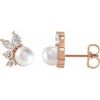 14K Rose Akoya Cultured Pearl and .05 CTW Diamond Earrings Ref. 16501302