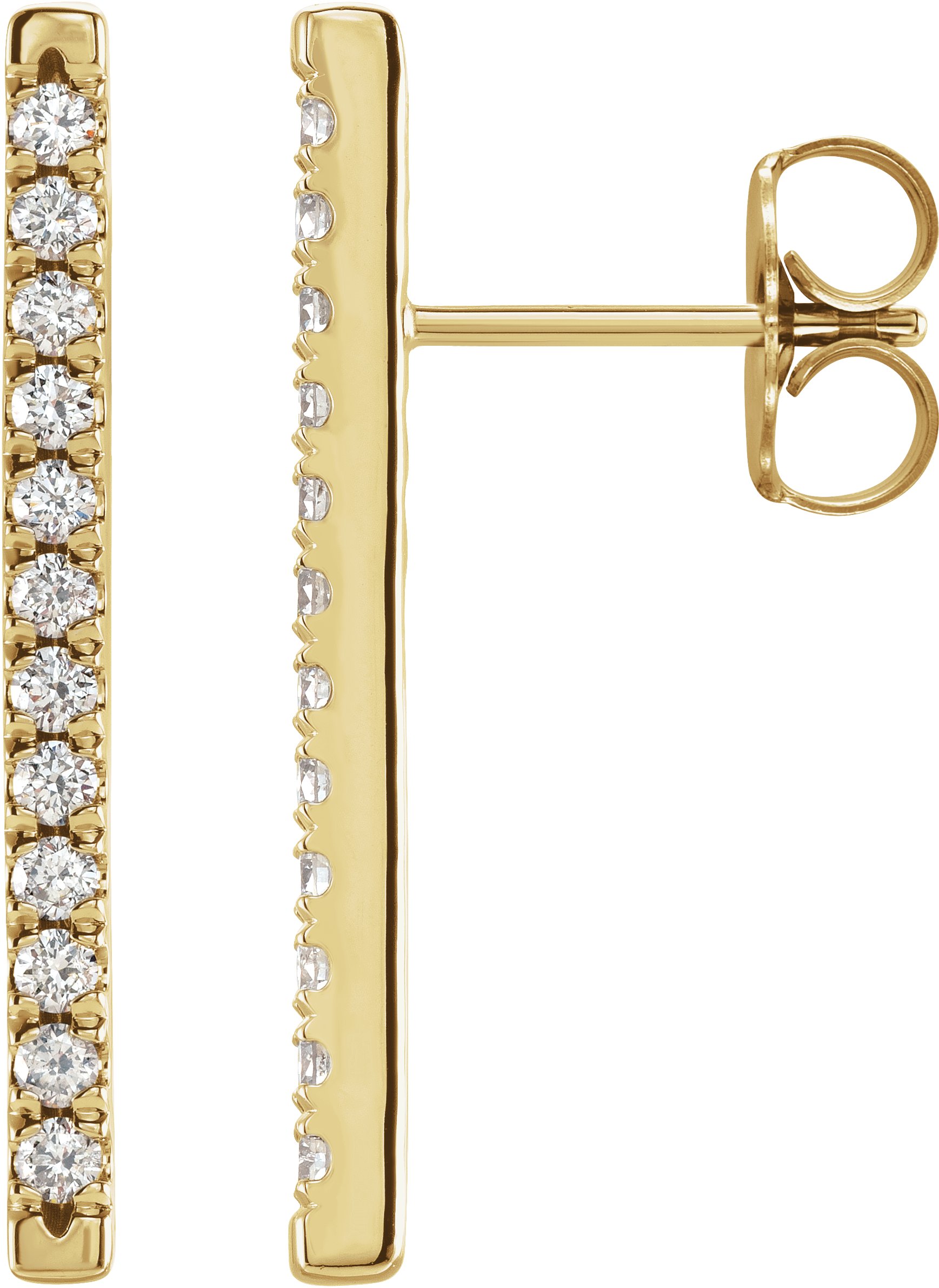 14K Yellow 1/3 CTW Natural Diamond French-Set Bar Earrings