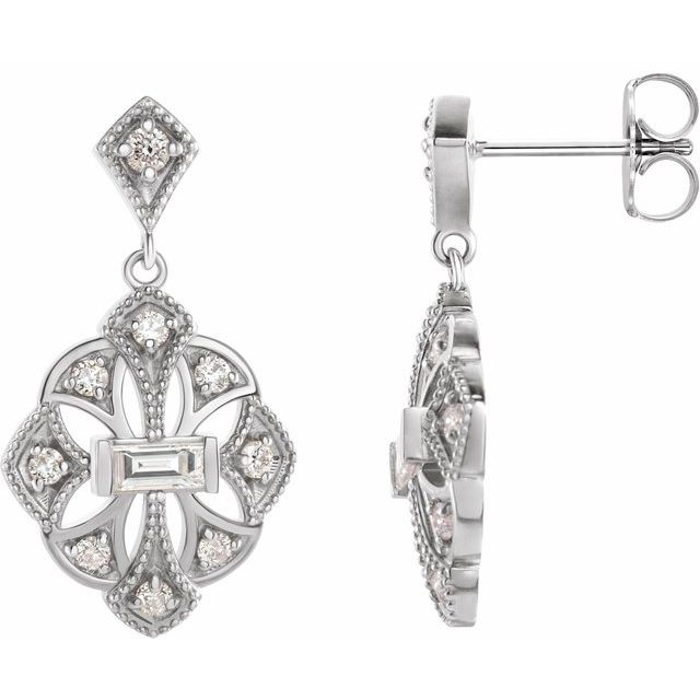 Sterling Silver 3/8 CTW Natural Diamond Vintage-Inspired Earrings
