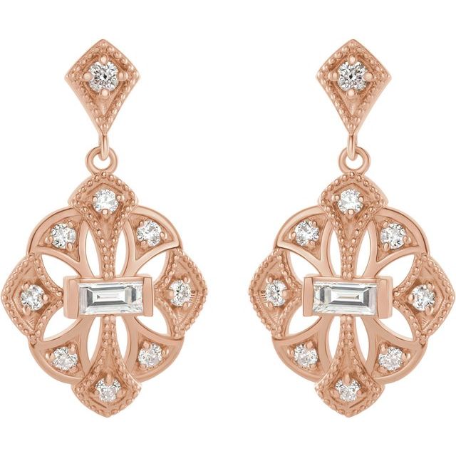 14K Rose 3/8 CTW Diamond Vintage-Inspired Earrings