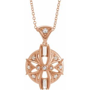 14K Rose 1/4 CTW Natural Diamond Vintage-Inspired 16-18" Necklace 