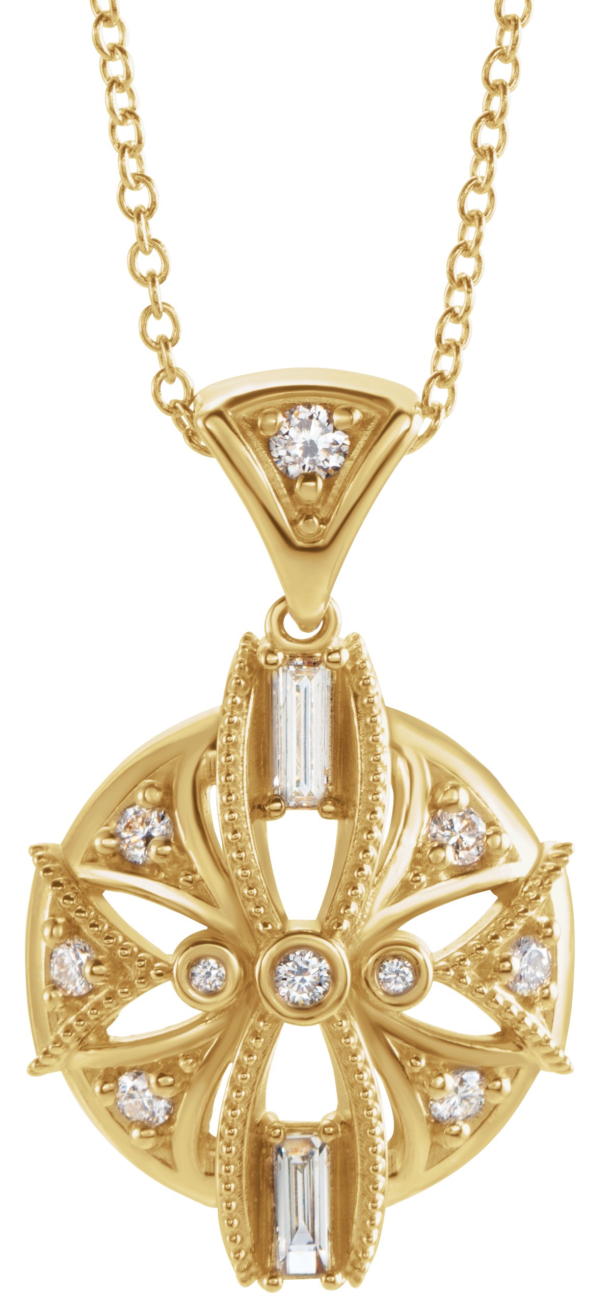 14K Yellow 1/4 CTW Diamond Vintage-Inspired 16-18 Necklace 