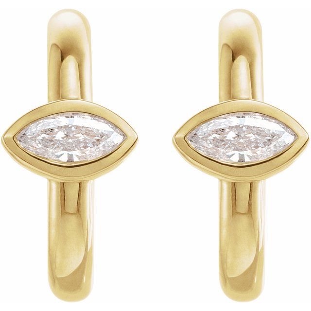 14K Yellow 1/8 CTW Natural Diamond Huggie Hoop Earrings