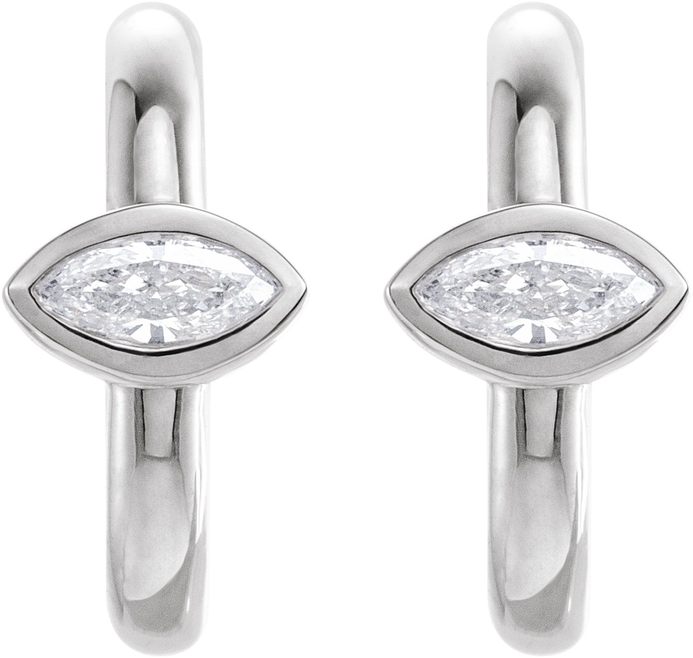 14K White 1/8 CTW Diamond Huggie Earrings