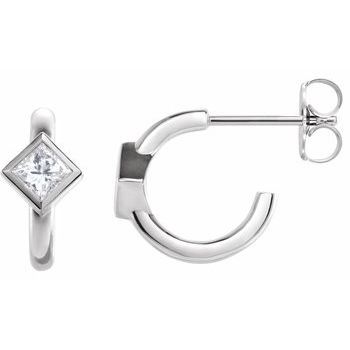 14K White .33 CTW Diamond Hoop Earrings Ref. 16501340
