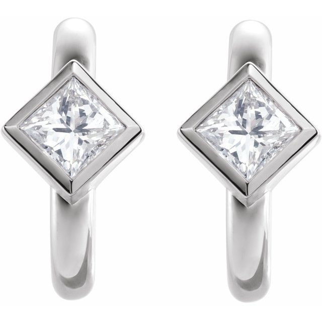 14K White 1/3 CTW Diamond Huggie Earrings