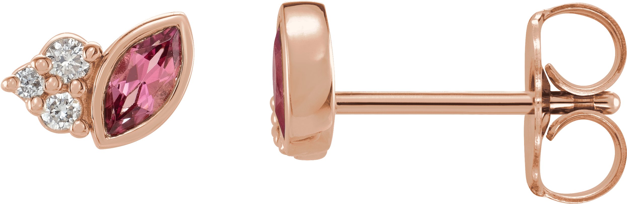 14K Rose Pink Tourmaline & .05 CTW Diamond Earrings
