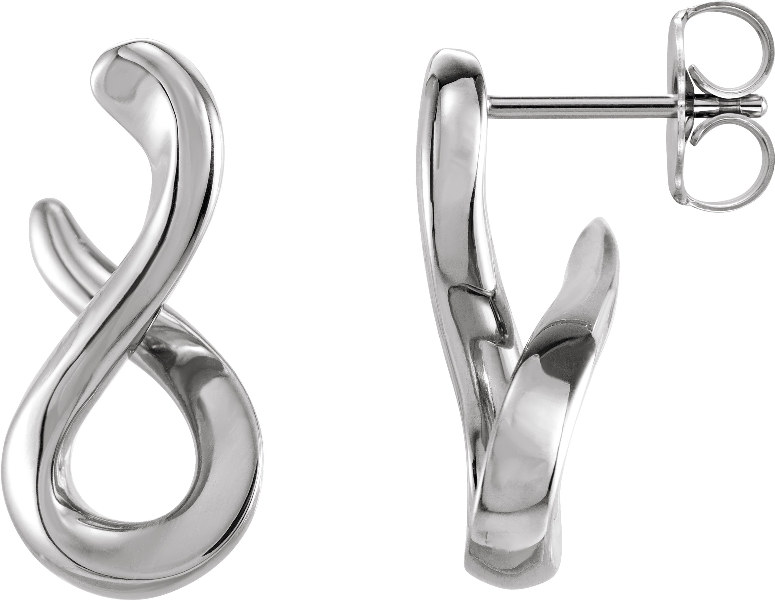 14K White Infinity-Inspired Drop Earrings