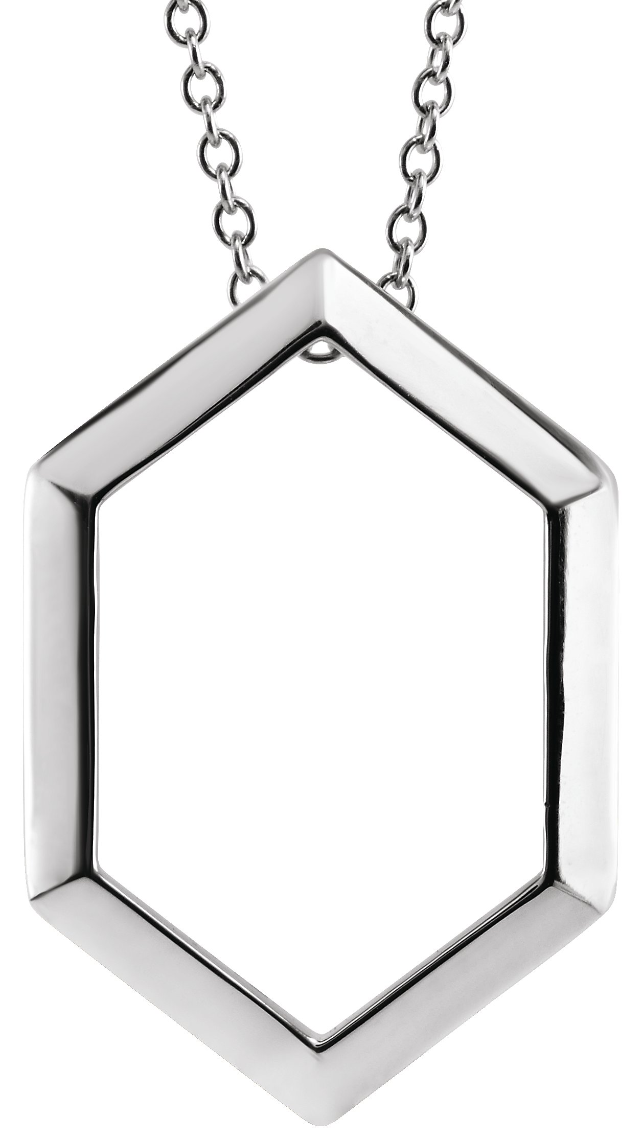 14K White Geometric 16-18" Necklace