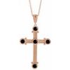 14K Rose Onyx Cross 16 18 inch Necklace Ref. 16616260