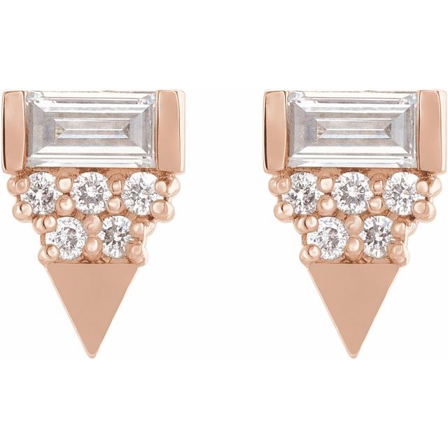 14K Rose 1/4 CTW Natural Diamond Geometric Earrings