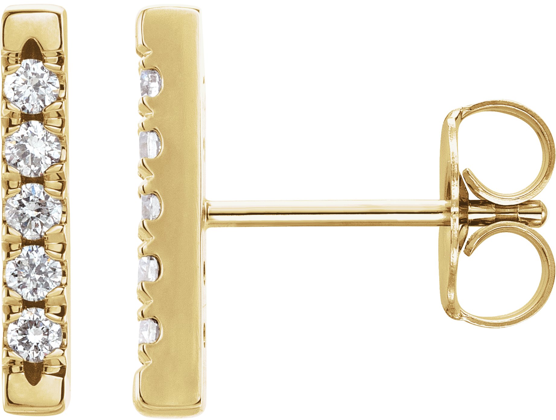 14K Yellow 1/8 CTW Natural Diamond French-Set Bar Earrings