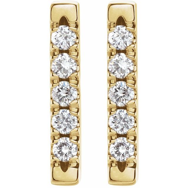 14K Yellow 1/8 CTW Natural Diamond French-Set Bar Earrings
