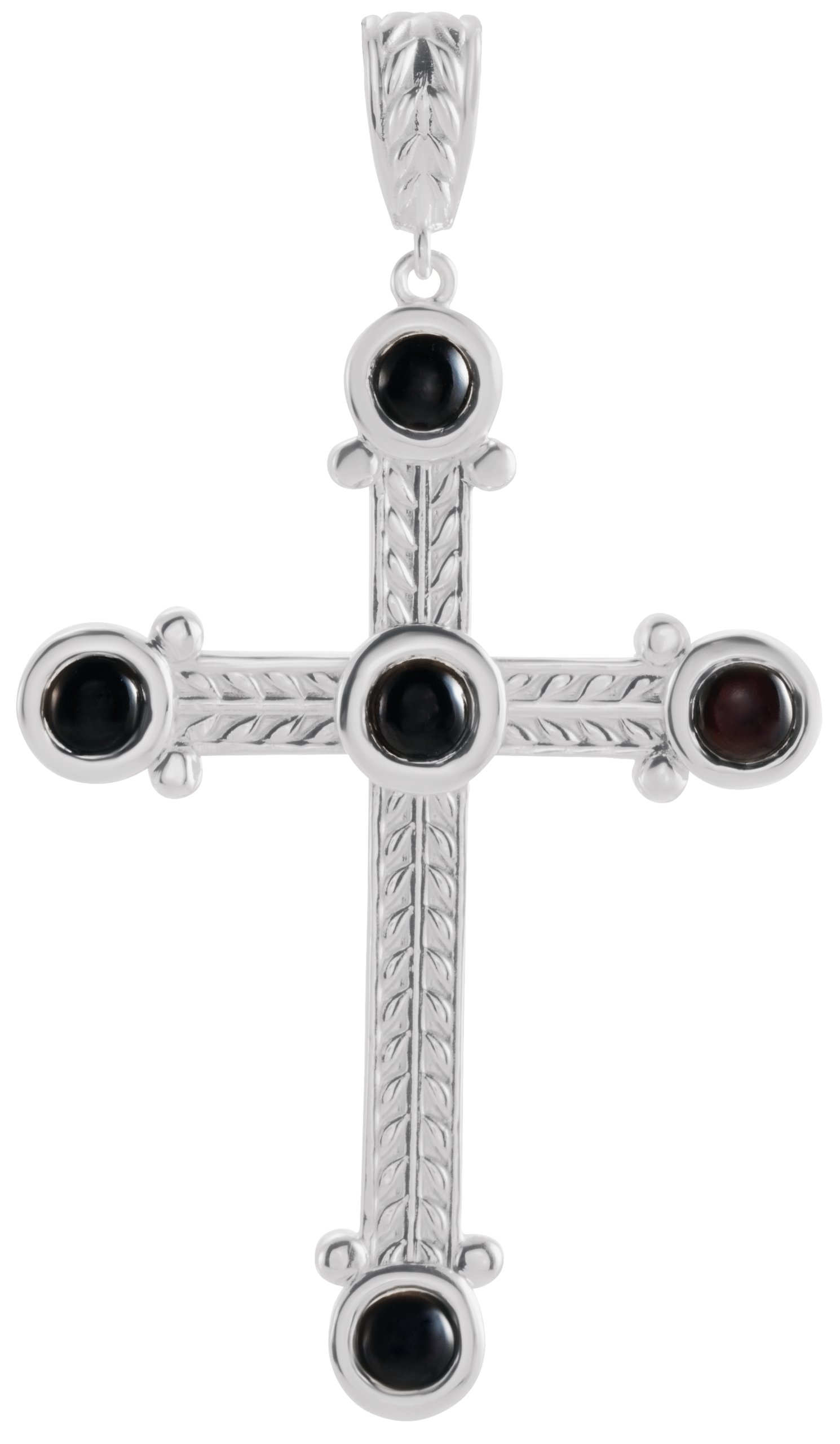 Sterling Silver Natural Black Onyx Cross Pendant