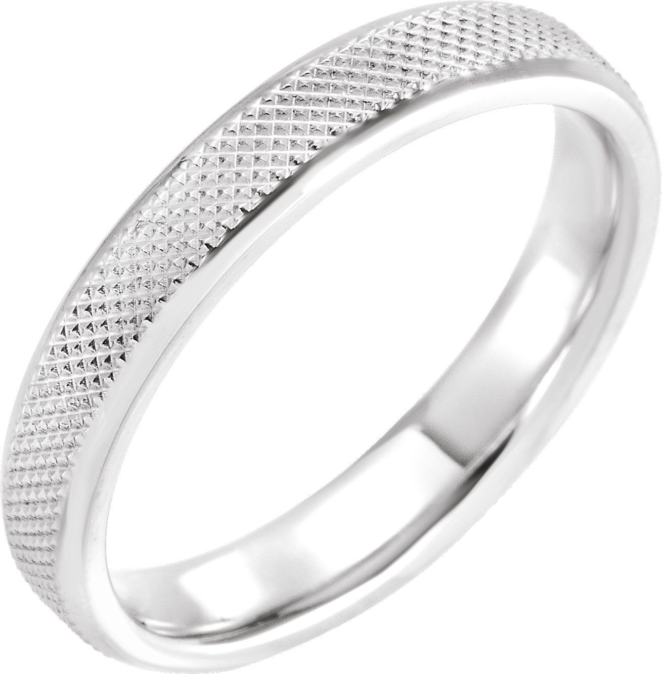 10K White 4 mm Knurled Beveled Edge Band Size 4 Ref 16529934