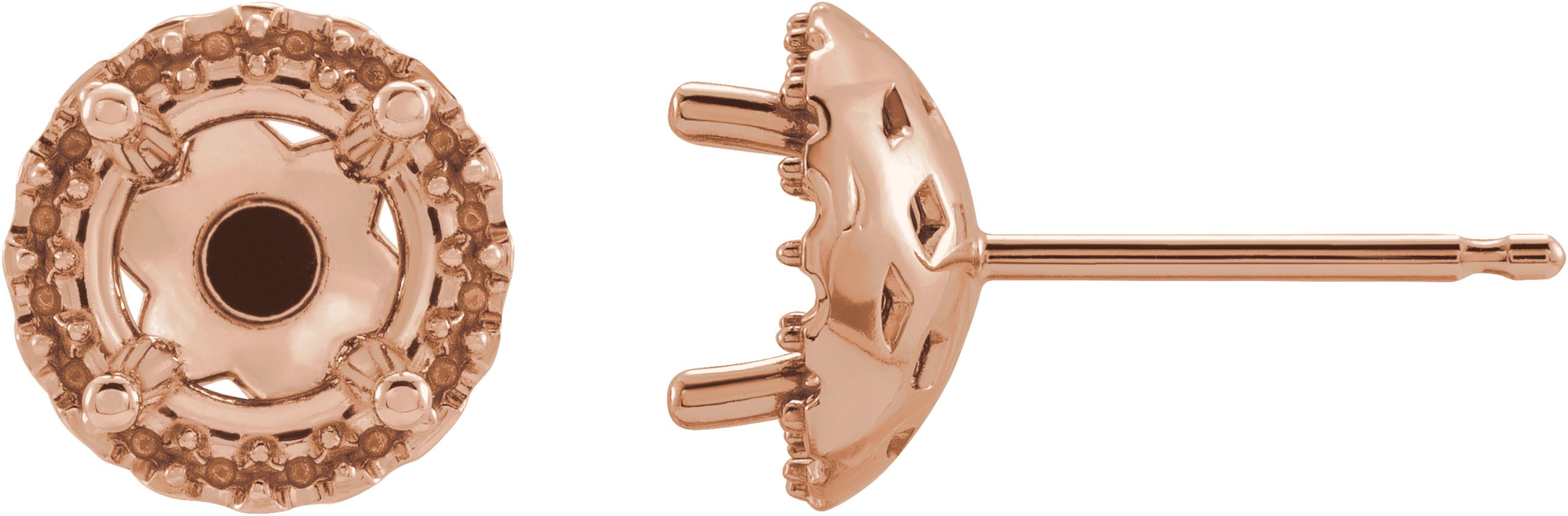 Round 4-Prong Halo-Style Earrings