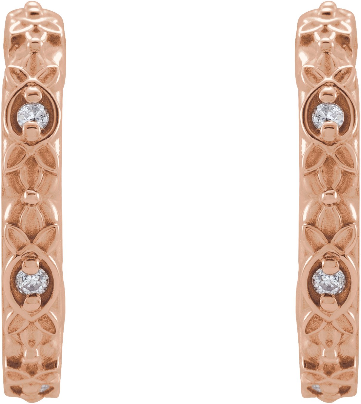 14K Rose .05 CTW Diamond Vintage-Inspired Huggie Earrings