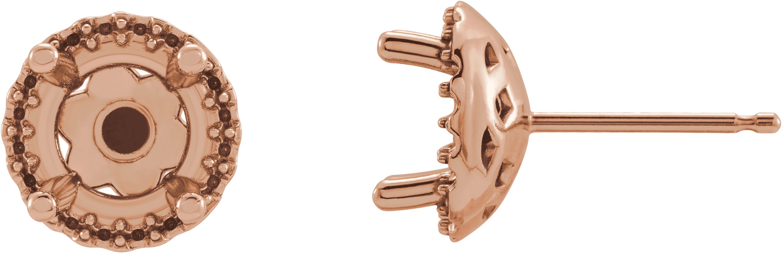 Round 4-Prong Halo-Style Earrings