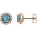 14K Rose 5.5 mm Natural Aquamarine & 1/8 CTW Natural Diamond Earrings
