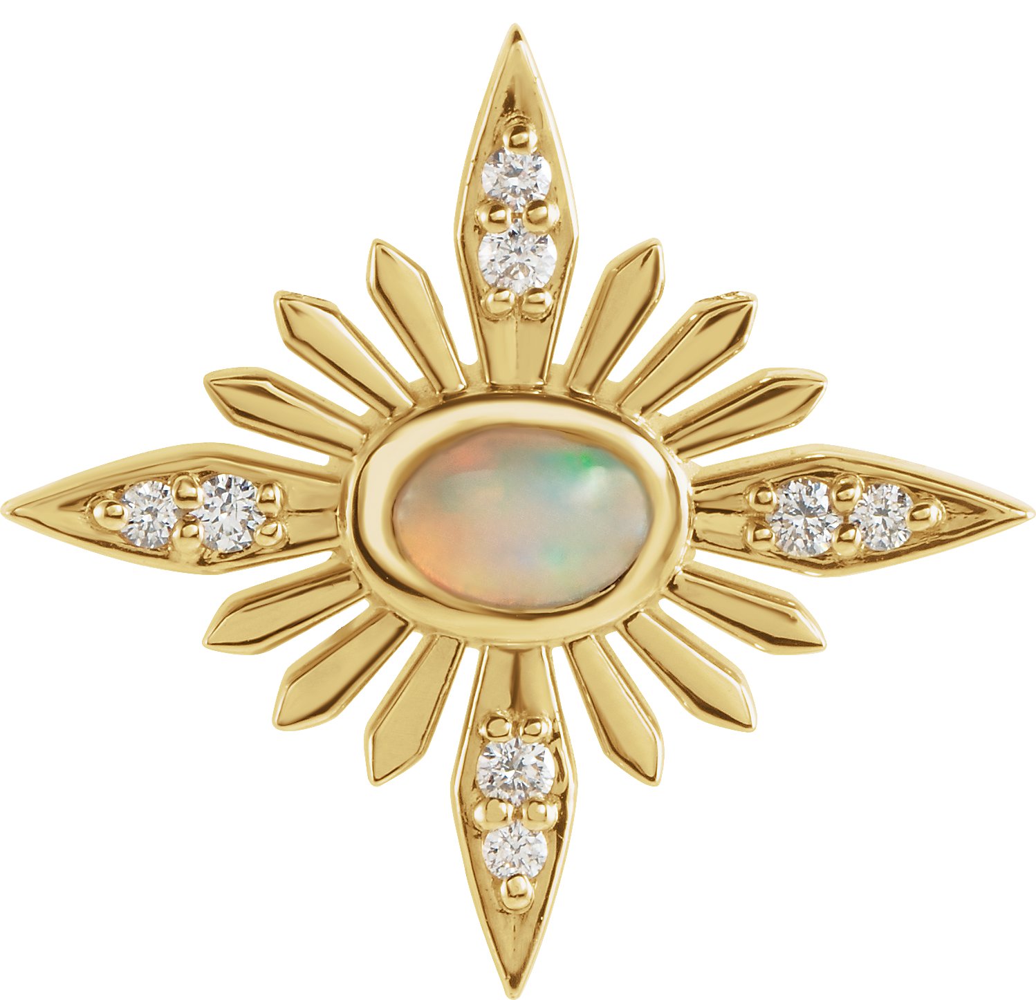14K Yellow Ethiopian Opal & .08 CTW Diamond Celestial Pendant