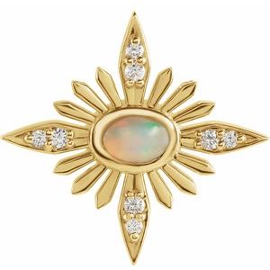 14K Yellow Ethiopian Opal & .08 CTW Diamond Celestial Pendant