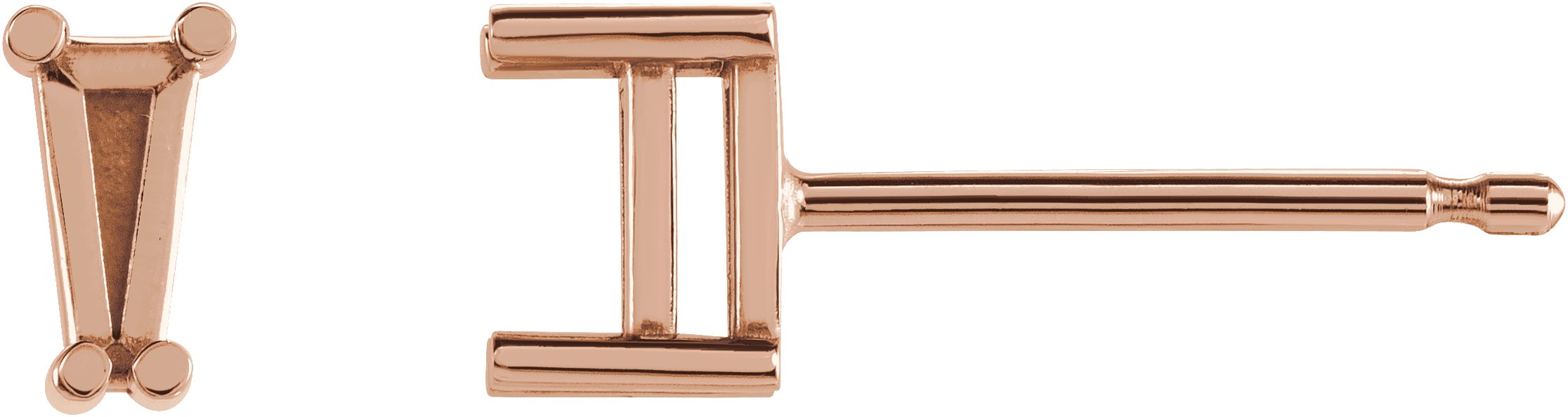 Tapered Baguette 4-Prong Stud Earrings