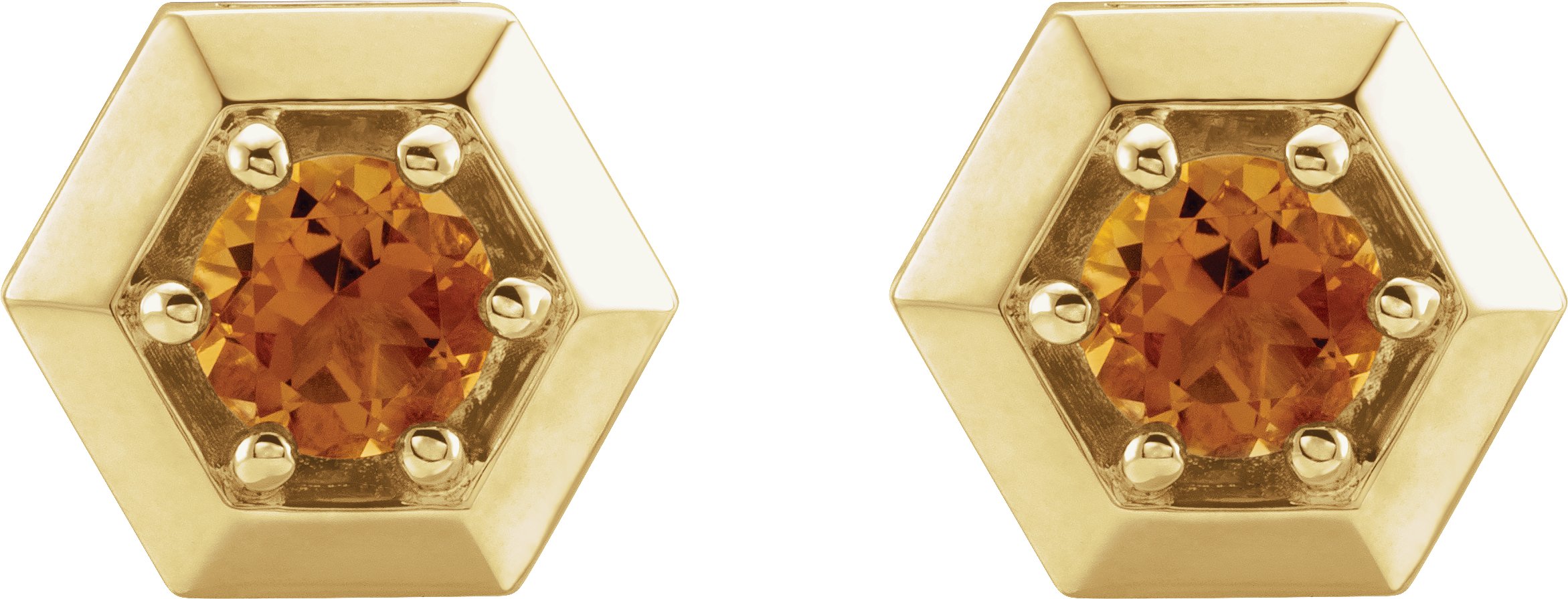 14K Yellow Citrine Geometric Earrings