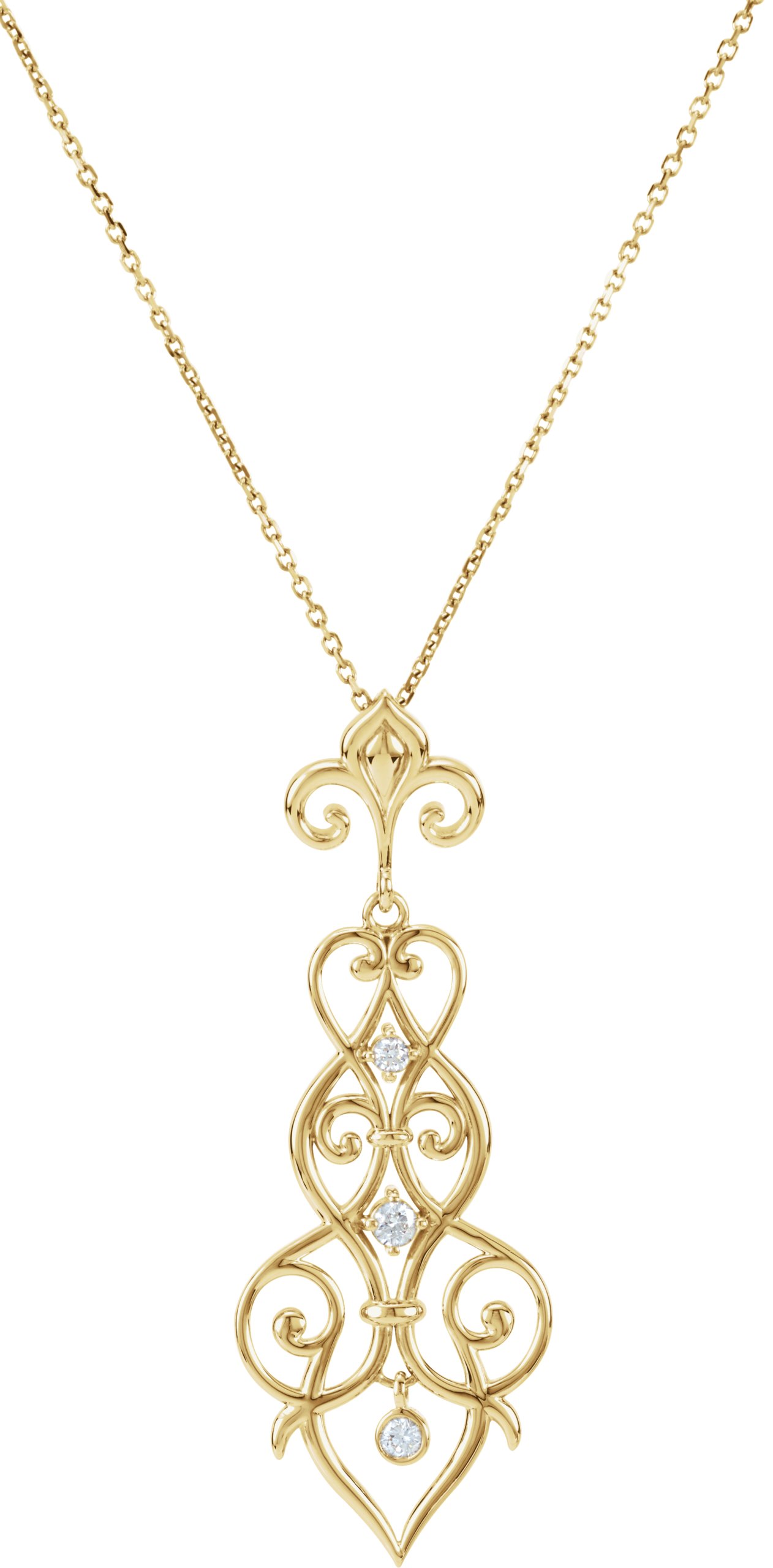 1/6 CTW Natural Diamond Necklace – 14K Yellow Gold