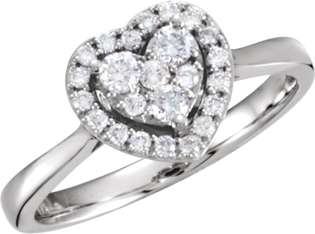 14K White 1/3 CTW Diamond Heart Ring