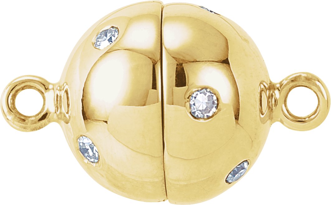 14K Yellow 10 mm 1/10 CTW Natural Diamond Magnetic Clasp