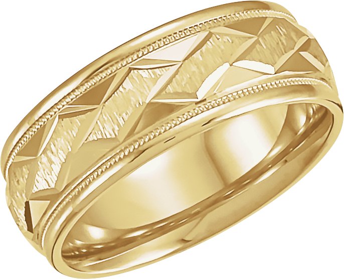 14K Yellow 7 mm Design Band with Satin Finish and Milgrain Size 5 Ref 179342