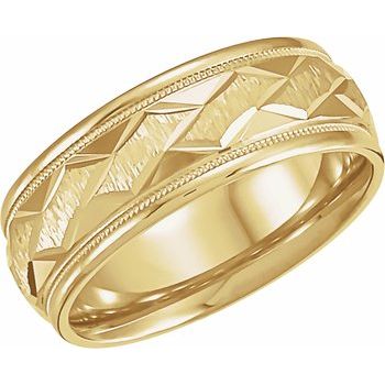 14K Yellow 7 mm Design Band with Satin Finish and Milgrain Size 5.5 Ref 290237