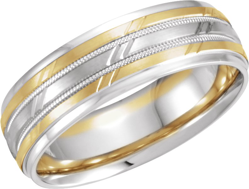 14K White Yellow 7 mm Grooved Band Size 12 Ref 294505