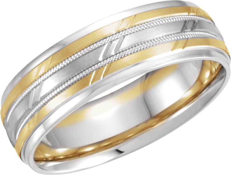 14K White Yellow 7 mm Grooved Band Size 7 Ref 296771