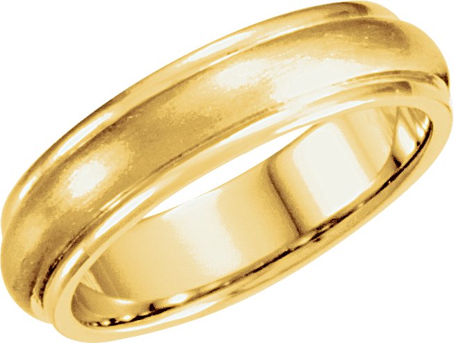 14K Yellow 5 mm Grooved Band with Satin Finish Size 6.5 Ref 288496