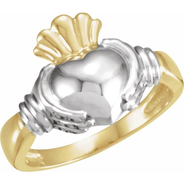 18K Yellow/White Claddagh Ring Size 7